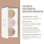 Ofra Cosmetics Rodeo Drive Highlighter - Champagne Highlighter Makeup Palette for Cheeks, Nose, Eyes - Liquid to Baked Powder, Highly-Pigmented, Vegan Formula - Buttery Smooth, Long-Lasting - 10g