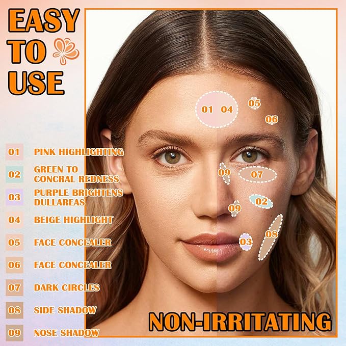 9 Colors Corrector Concealer Palette,Correcting Concealer Cream Makeup