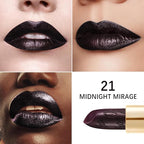 Oulac Metallic Black Lipstick for Women, High-Impact Lipcolor with Moisturizing Creamy Formula, Vegan & Cruelty-Free, Full-Coverage Matte Lipstick, Midnight Mirage (21)