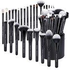 29pcs Black Professional Makeup Brush Set Kabuki Powder Concealers Eye shadows Blush Eyeliner Eyebrow Contour Eye blending Brushes (29pcs brush+black barrel)