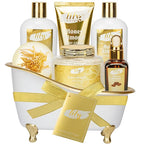 Mothers Day Gifts for Mom - 7-Piece Honey Almond Spa Gift Set for Women, Bath & Body Gift Set, Bath Collection with Bath Bomb & More | Christmas, Birthday Gifts for Her, All Occasion Holiday Present