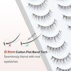 Natural Lashes Wispy False Eyelashes 10mm Short Lashes 3D Volume Strip Lashes Fake Eyelashes Siligli Lashes Thin Band Curly Eye Lashes Pack 10 pair