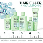 Garnier Fructis Hair Filler Moisture Repair Shampoo and Conditioner Set, Hair Care for Curly, Wavy Hair with Hyaluronic Acid, 10.1 Fl Oz, 2 Items, 1 Kit