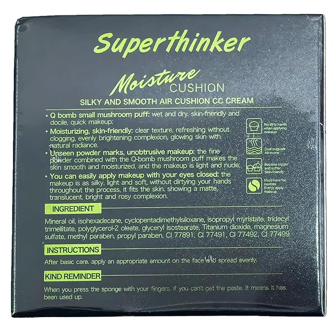 Air Cushion CC Cream Mushroom Head Cushion Foundation, BB Cream Face Makeup for Mature Skin Moisturizing Concealer Brighten Long-Lasting, Even Skin Tone for All Skin Types (Ivory)