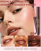 Hydrating Shimmer Lipstick,Moisturizing Jelly Lip Gloss,Dew Nude Lipstick Pen, Long Lasting Waterproof Tint Lip Balm Plumping Lip Stain Pen Glossy Butter Blam,Women's Day Makeup Gift for Women-01#