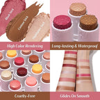 KIMUSE Face Sticks Trio, Cream Blush Stick & Highlighter Stick & Contour Stick for Sculpt the Cheeks, Long Lasting Cream Contour Stick Trio for Face Makeup, with Brush