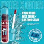 NYX PROFESSIONAL MAKEUP Lip IV Hydrating Glossy Lip Stain with 12HR Hydration - Red-y Set Wet (Red)