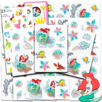 The Little Mermaid Temporary Tattoo Set - Ariel Party Favors Bundle with 96 Temporary Tattoos Plus Stickers, More | Disney Party Supplies