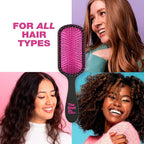 The Knot Dr. hair brush by Conair - Detangling hair brush - Removes Knots and Tangles in wet or dry hair- Black Neon w/Travel Case - Pink