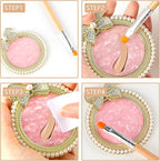 Resin Nail Art Palette, Nail Art Painting Mixed Color Palette Bow Decorated Nail Art Display Board with Pearls Nail Art Supplies Makeup Foundation Mixing Palette Manicure Tool