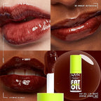NYX PROFESSIONAL MAKEUP Fat Oil Lip Drip, Moisturizing Lip Oil Gloss, Vegan Tinted Formula, Up to 12 HR Hydration - Status Update (Rich Chocolate)