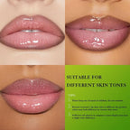 Brown Lip Liner Pink Lip Gloss Fat Oil Slick Click Clear Shimmer, Ultra-Hydrating Lip Balm Tinted Lip Glow Oil for Women Makeup, Lightweight Non Sticky Liquid Lipstick Lip Liner Pencil Combo Set