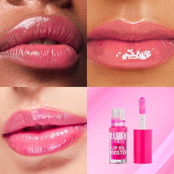 Ruby Kisses Lip Oil Booster, Hydrating Lip Gloss with Nourishing Natural Oil Blend, Jumbo Wand for Easy Application, Non-Sticky Formula