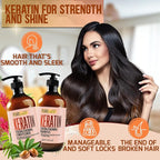 Keratin Shampoo and Conditioner Set - Sulfate and Paraben Free Treatment for Dry Hair - Anti Frizz, Collagen Enriched Formula for Curly or Damaged Hair - Safe for Men and Women with Color Treated Hair