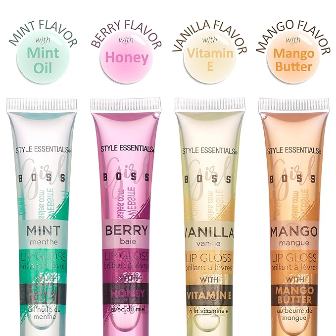Expressions 12pc Lip Gloss Lip Oil Collection – Lip Gloss Tubes with Essential Oils, Moisturizing, Hydrating Lip Glosses, Lip Glow Oil, Hydrating Lip Balm