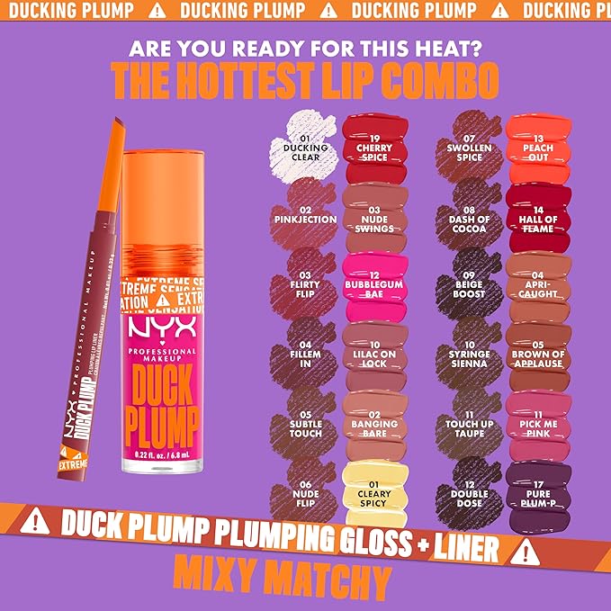 NYX PROFESSIONAL MAKEUP Duck Plump Plumping Lip Liner, Matte Pencil With Up To 10HR Wear, Nude Flip (Nude Lip Liner)