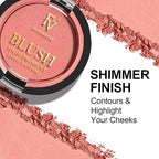 FV Long Lasting Powder Blush - Lightweight Smooth & Blendable Cheek Makeup, High Buildable Color, Transfer-Resistant Shimmer Finish (Rose Shimmer, 0.17 OZ)