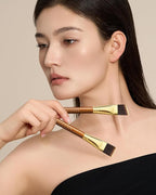 Desert Oak Series Flat Top Foundation Brush - 20mm Ultra-Thin Nylon Bristles for Streak-Free Liquid Foundation, Smooth Buffing & Full Coverage, Bubinga Handle & Brass Ferrule (CM 184)