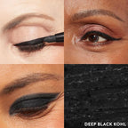 LAURA GELLER NEW YORK Kajal Longwear Kohl Eyeliner Pencil Duo - Deep Black & Smoky Taupe - Caffeine and Vitamin E - Smooth & Blendable Liner - Built-In Sharpener