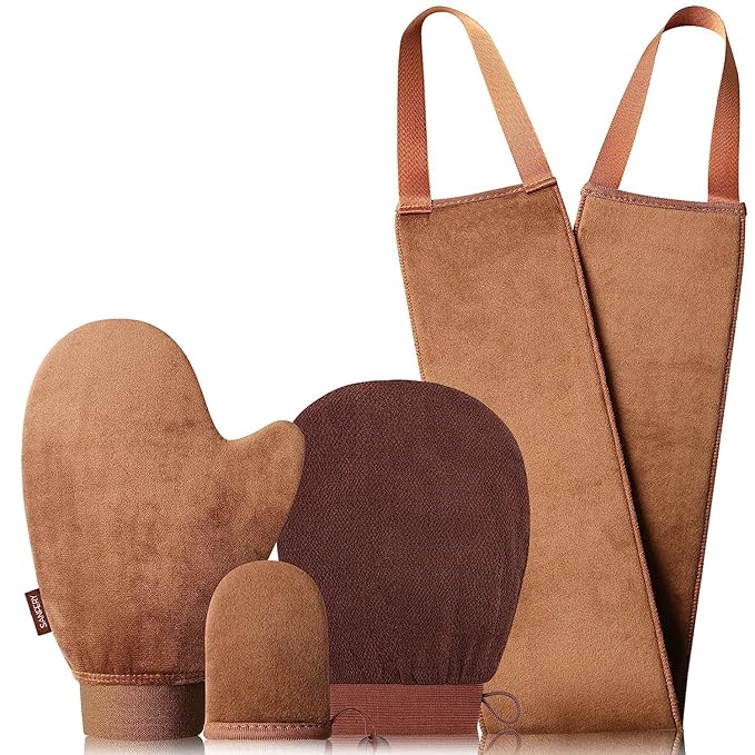 Self Tanner Mitt Applicator - 4 Pack Self Tanning Mitt with Self Tanning Glove for Self Tan Mitt, Back Applicator, Mini Self Tan Glove, Exfoliating Mitt, Tanning Mitts Self Tanner Glove