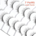 False Eyelashes Natural Look Wispy Lashes 10mm Short Lash C Curl 0.1MM Thin Band Lashes Pack Siligli Fake Eyelash 7 Pair