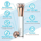 Facial Hair Remover for Women Painless Flawless Electric Razor Epilator Trimmer Shaver with 18K Gold-Plated, 16mm Dual Ring Floating Head, USB Rechargeable, 360° LED for Face Lip Hair Removal