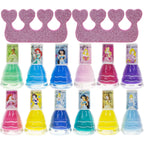 Townley Girl Disney Princess Non-Toxic Water-Based Peel-Off Quick Dry Nail Polish with Nail Separators|Gift Kit Set for Kids Girls|14 Pc Set - Perfect for Parties, Sleepovers and Makeovers