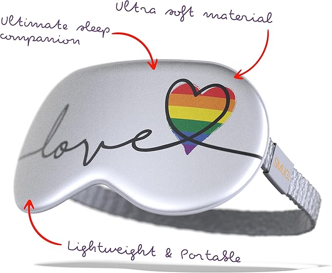 SMUG Satin Sleep Mask & Eye Mask | Travel Sleep Masks for Women & Men | Soft Sleeping Eye Mask to Nourish Skin & Reduce Dark Circles | Eye Sleep Mask Shades to Block Out Light | Pride Love