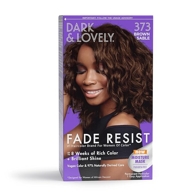 SoftSheen-Carson Dark and Lovely Fade Resist Rich Conditioning Hair Color, Permanent Hair Color, Up To 100 percent Gray Coverage, Brilliant Shine with Argan Oil and Vitamin E, Brown Sable