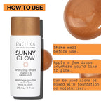 Pacifica Sunny Glow Liquid Face Bronzer Drops - Face Makeup Bronzing For Face & Cheeks for Instant Sun-Kissed Glow - Vitamin C & Glycolic Acid Infused Liquid Bronzer Illuminating Highlighting Clean