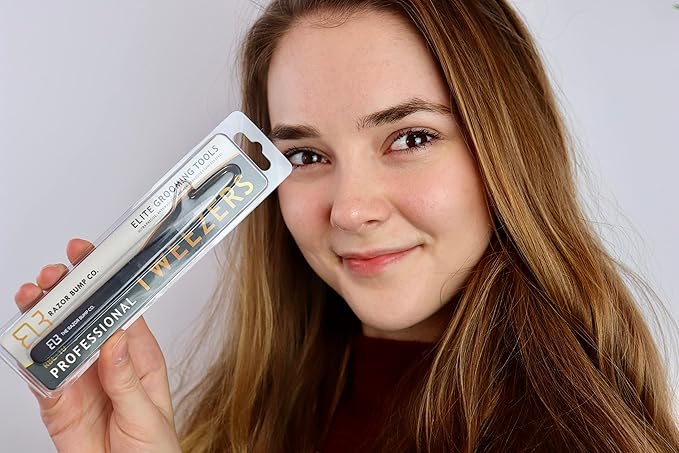 Tweezers For Ingrown Hair By The Razor Bump Co. | Sharp, Stainless Steel, Surgical | Professional Tweezers For Women and Men | Precision Splinter Remover | Best Facial Hair and Eyebrow Trimmer | Black