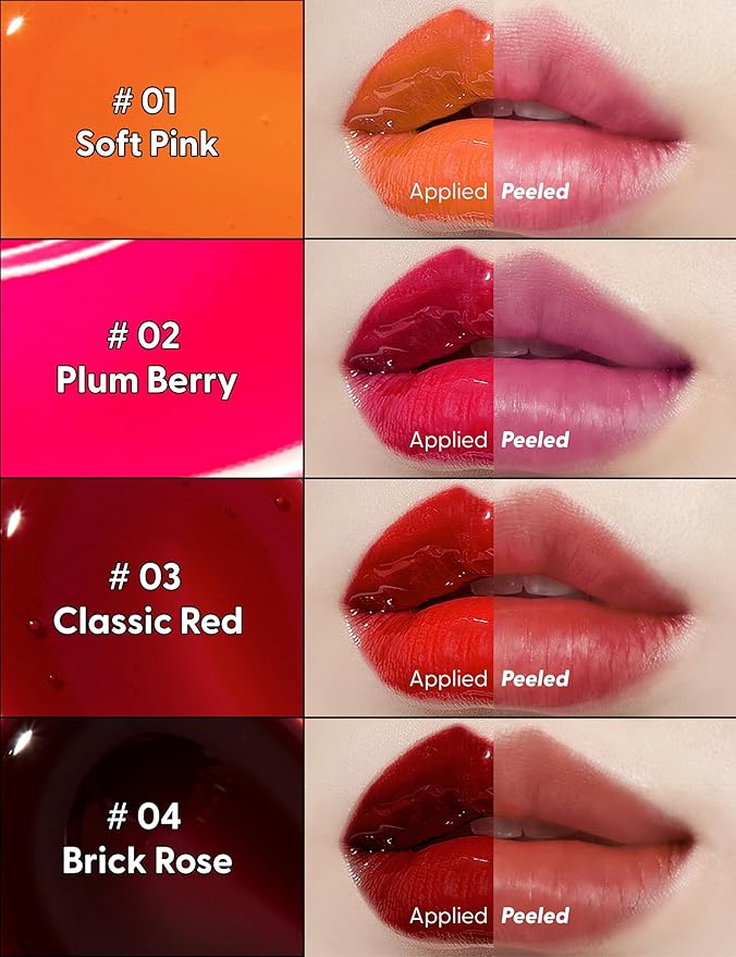 LIP My Tint Pack - Korean Lip Stain Peel Off Pack | Kiss-Proof Korean Lip Tint Long Lasting Lipstain Marker | Waterproof Lip Stain Peel Off Lipstick (02. Plum Berry, 0.50 Fl Oz)