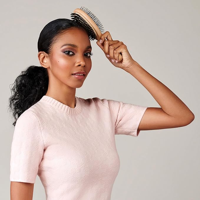 Diane 2-in-1 Premium Double-Sided Hair Brush, Detangling and Smoothing Hair Brush with Flexible Pins and Nylon-Reinforced Boar Bristles for Wet or Dry Hair, Ideal for Fine to Medium Hair Types
