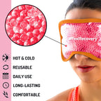 Cooling Gel Eye Mask for Puffy Eyes (8x4 in) - Reusable Cold Compress Pack for Dry Eyes, Tired Eyes, Headaches, Dark Circles - Flexible Golden Gel Beads Hot & Cold Therapy