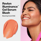 Revlon Illuminance Gel Serum Blush, Visibly Plump Cheeks, Dewy Finish and Hydrates All Day, 130 Beaming Coral, 0.37 fl oz.