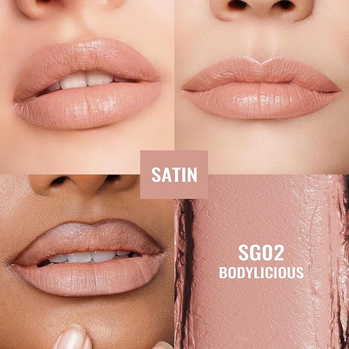 Oulac Satin Lipsticks for Women Set - Matte Lipstick, Full Coverage Lip Color, Satin Matte Finish, Cream Texture, Hydrating, Infused with Hyaluronic Acid, 4g*2 SG02+SG09