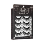 KISS Lash Couture Matte Black Faux Mink Eyelashes Multipack, Matte Cheviot, Black, Natural Looking, Cruelty-Free & Vegan, Holds Curl, Comfortable, Seamless, Knot-Free Band | 4 Pairs