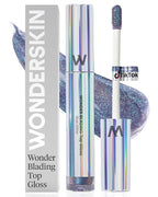 Wonderskin WONDER BLADING Top Gloss - Blue Glitter Lip Gloss, Hydrating and High Shine Finish Lip Makeup (Blue Glitter)