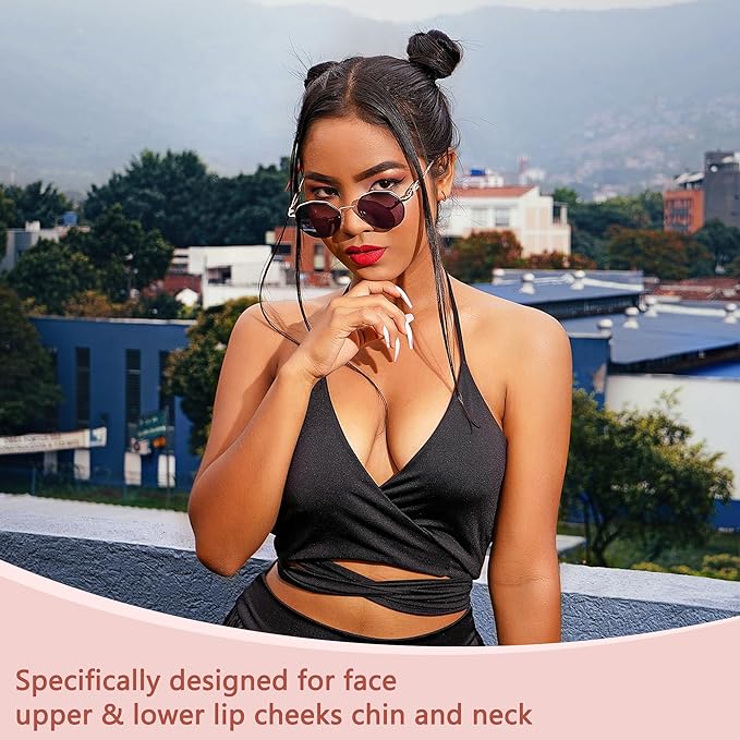 Facial Hair Remover for Women - as Seen on TV Painless Face Shaver - Electric Hair Removal Device for Face Lips Peach Fuzz with Light (Rose Gold)