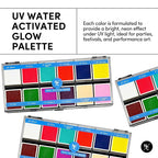 UV 12-Color Palette - Water-Activated Neon Glow Makeup for Face & Body - Fluorescent Shades for SFX, Party Makeup, Cosplay & Theatrical Performances