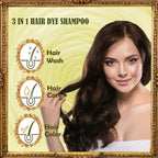 Coffee Hair Dye 3 in 1 - Instant Hair Color Shampoo for Refreshing, Herbal Hair Dye for Women & Men, Easy to Use & Long Lasting 16.90 oz