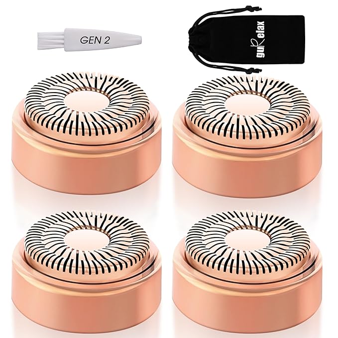 Replacement Heads for Finishing Touch Flawless Facial Hair Remover Device for Women, Replacement Blades for Flawless Replacement Heads Gen 2, 18k Gold with Gurelax Flannel Bag (4)