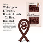 Kitsch XL Satin Heatless Curling Set – Heatless Hair Curler for Women, Hair Curler to Sleep In - with 2 Satin Scrunchies for Overnight Curls – No Heat Damage Styling with Heatless Curler - Chocolate