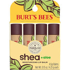 Burt's Bees Lip Balm Mothers Day Gifts for Mom - Shea and Aloe Lip Moisturizer With Responsibly Sourced Beeswax, Tint-Free, Natural Origin Conditioning Lip Treatment, 4 Tubes, 0.15 oz.