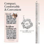 Kitsch Satin Heatless Curling Set – Heatless Hair Curler for Women, Hair Curler to Sleep In - with 2 Satin Scrunchies for Overnight Curls – No Heat Damage Styling with Heatless Curler - Silver