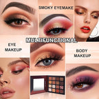 Rechoo 16 Colors Eyeshadow Make-up Palette Neked, Nude Brown Color Matte Shimmer Eye Shadow, High-Pigmented Eyeshadow Neutral, Long-lasting Powder Eyeshadow Palette for Daily and Smokey Make-up