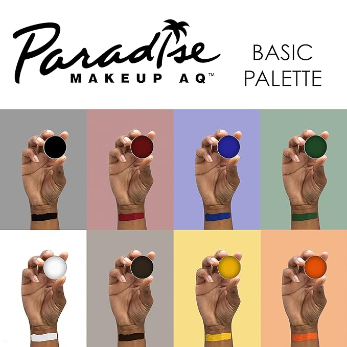Mehron Makeup Paradise Makeup AQ 8 Color Basic Palette | Magnetic Refillable Body Paint & Face Paint Palette | Professional Water Activated Makeup for Costumes, SFX, Halloween, & Cosplay