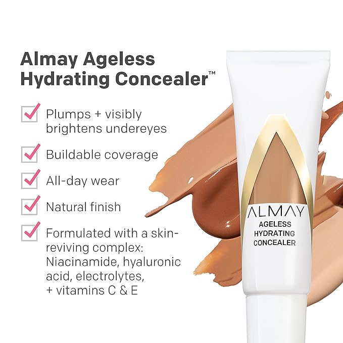 Almay Anti-Aging Concealer, Face Makeup with Hyaluronic Acid, Niacinamide, Vitamin C & E, Hypoallergenic-Fragrance Free, 005 Fair, 0.37 Fl Oz (Pack of 1)