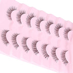 Lashes Natural Look False Eyelashes Wispy 13mm Eye Lashes Pack with Thin Cotton Band C Curl Fake Eyelashes 3D Volume For Daily Siligli Lash 7 Pair