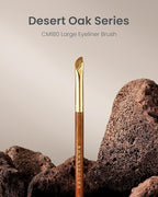 Desert Oak Series Angled Eyeliner Brush - Ultra-Fine Nylon Bristles for Razor-Sharp Gel/Liquid/Powder Lines, Anti-Smudge Design, Ebana Handle & Brass Ferrule (CM 180)